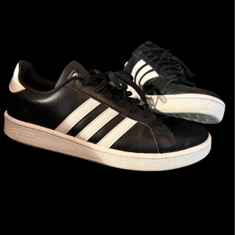 Adidas Men's Black and White Striped Sneakers